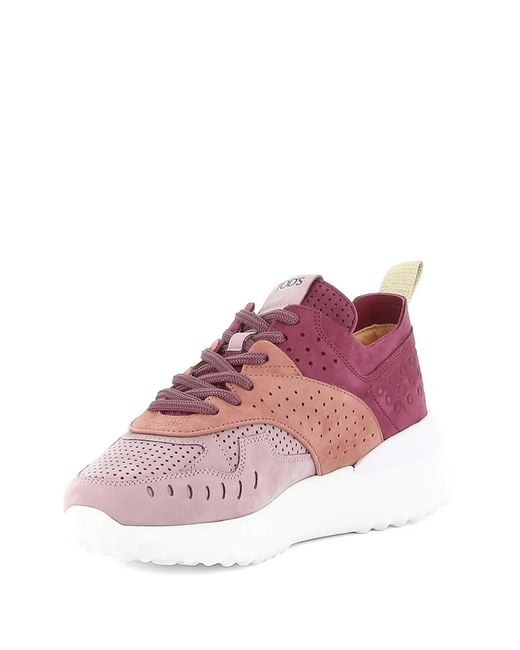 Tod's Pink Perforated Lace-Up Sneakers