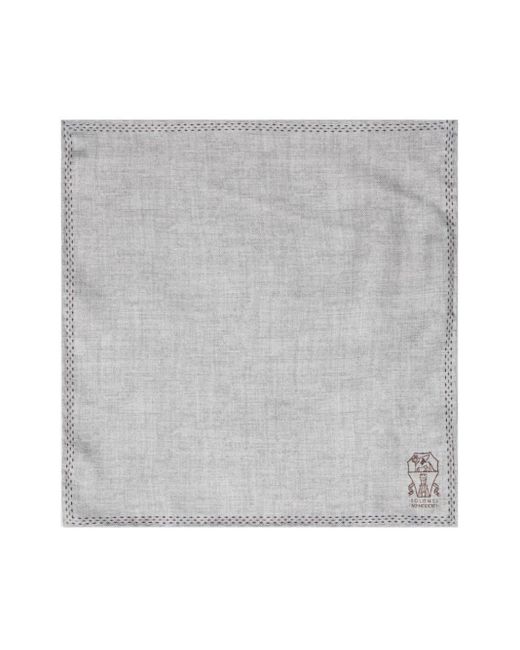 Brunello Cucinelli Gray Silk Pocket-Handkerchief for men