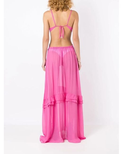 Amir Slama Pink Cut-Out Semi-Sheer Maxi Dress