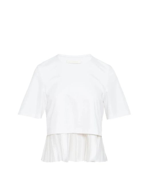 Club21 White Pleated-Hem T-Shirt