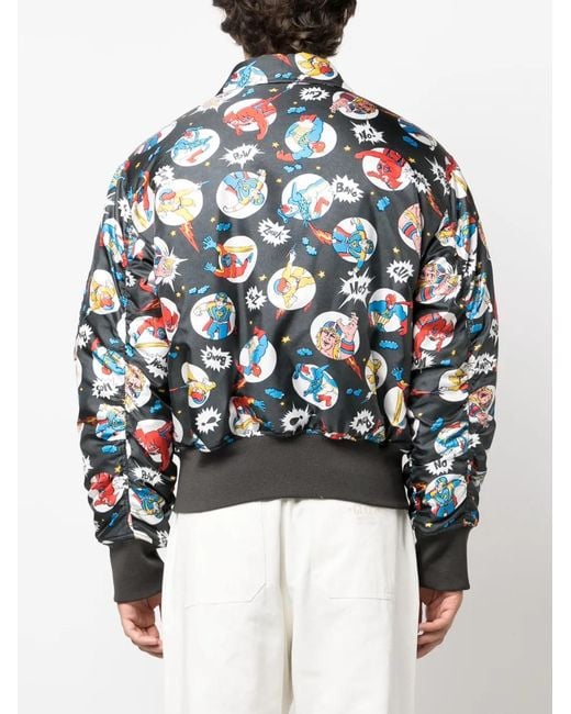 Moschino Blue Fantasy Cartoon Bomber Jacket for men