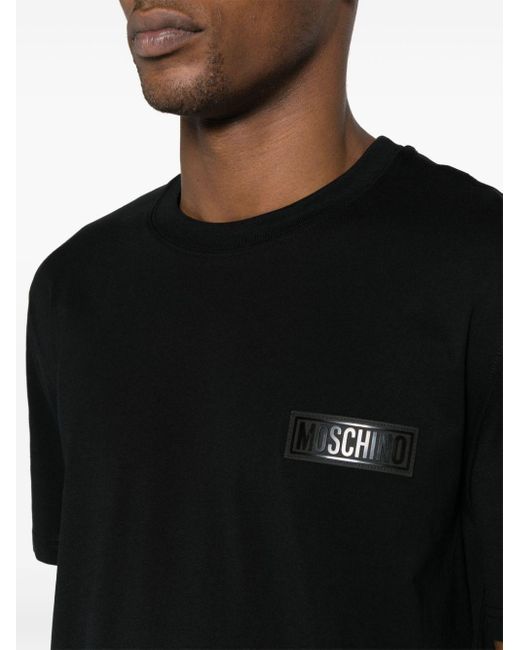 T-shirt con applicazione logo di Moschino in Black da Uomo