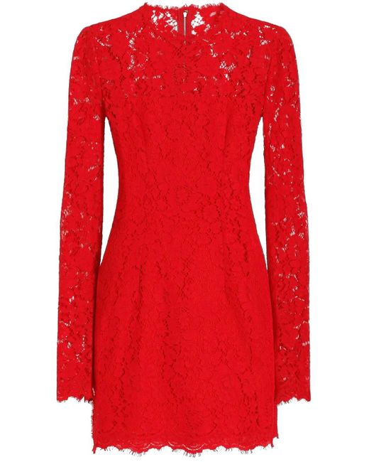 Dolce & Gabbana レース ミニドレス Red
