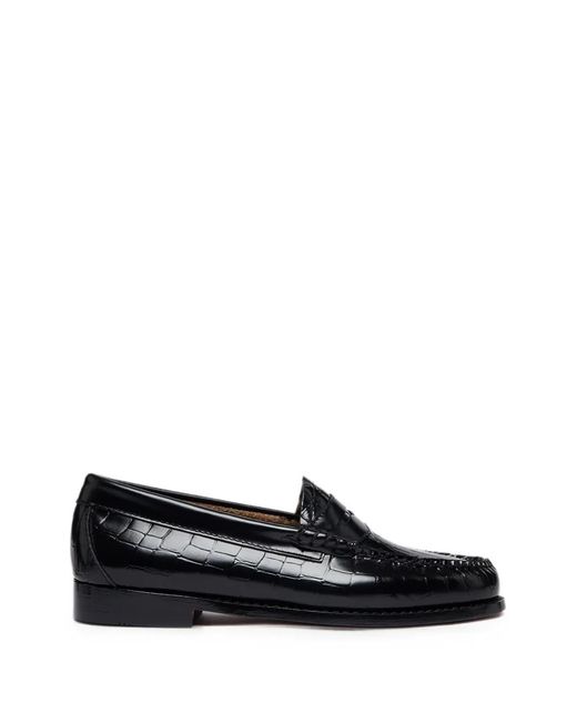 G.H.BASS Black Weejuns Croc-Embossed Loafers