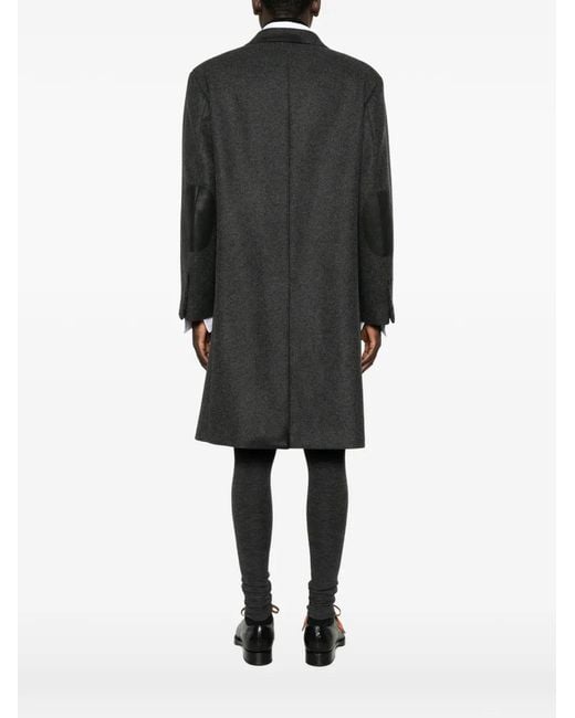 Prada Black Leather-Trimmed Single-Breasted Coat for men