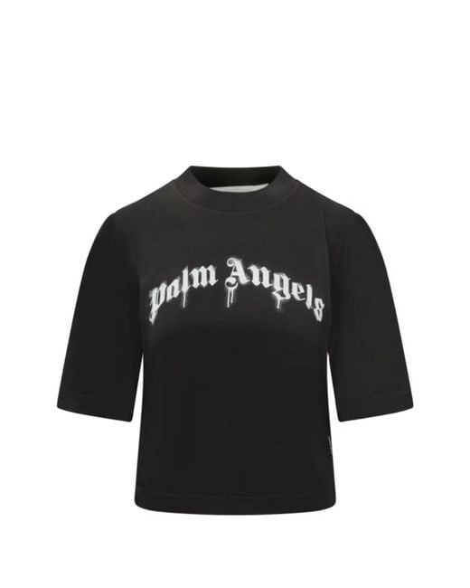 Palm Angels Black Curved Logo Boxy T-Shirt