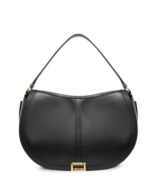 Lancel Black Large Celeste Double L Saddle Bag