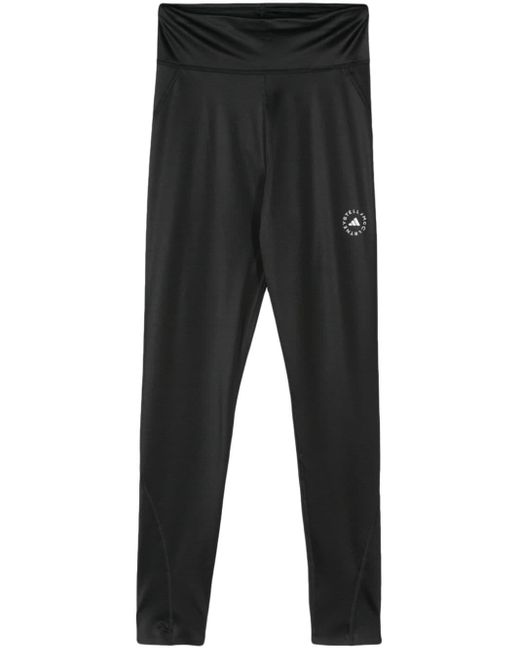 Adidas By Stella McCartney Black Logo-print High-waisted leggings