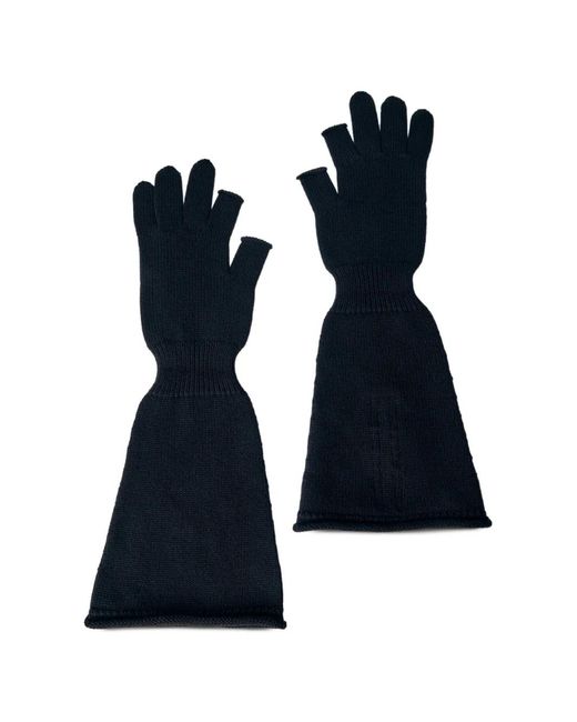 Rick Owens Blue Wool Long Gloves for men