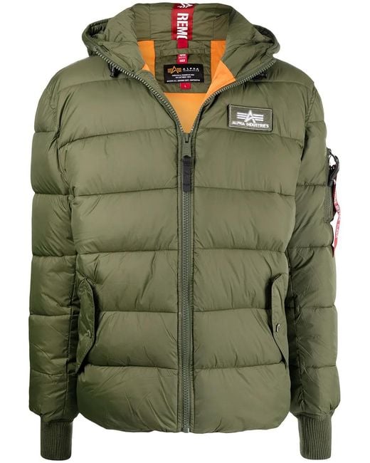Alpha Industries Green Padded Logo Jacket for men
