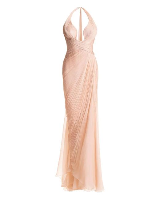 Maria Lucia Hohan White Milagros Halterneck Draped Maxi Dress