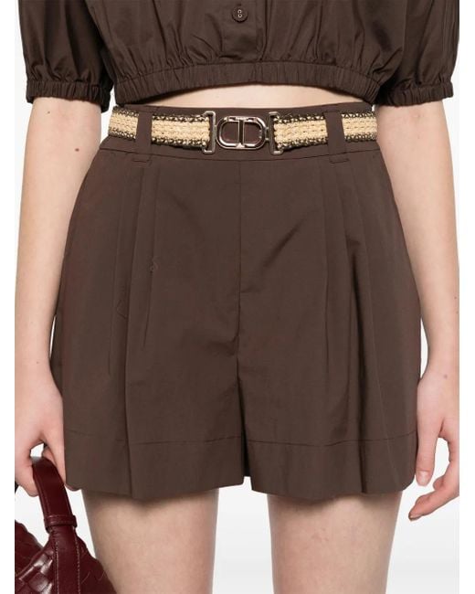 Twinset Brown Poplin Shorts