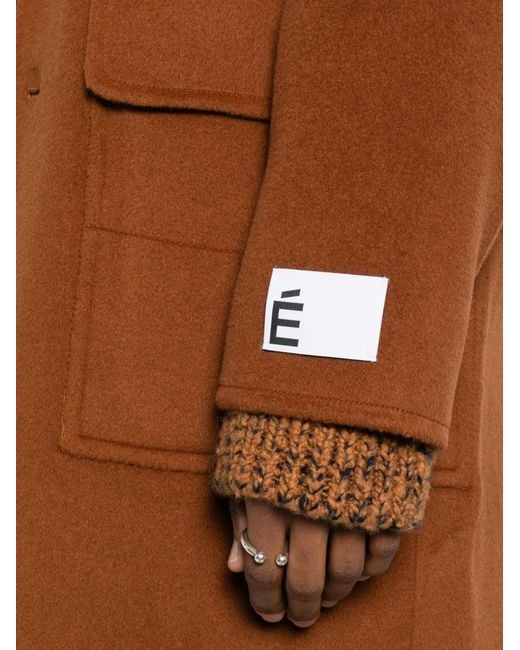 Etudes Studio Brown Button-Up Wool Coat