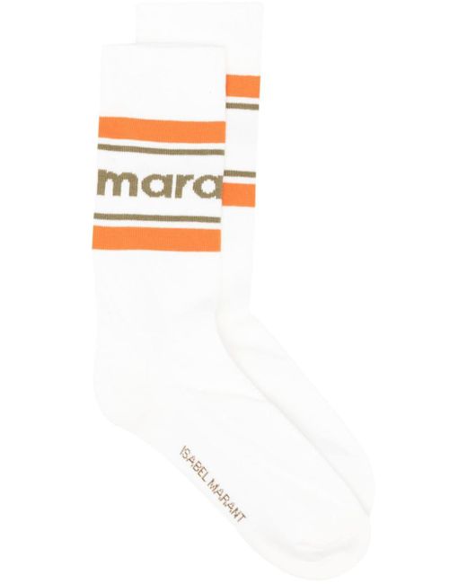Isabel Marant Gerippte Socken mit Intarsien-Logo in Weiß | Lyst DE