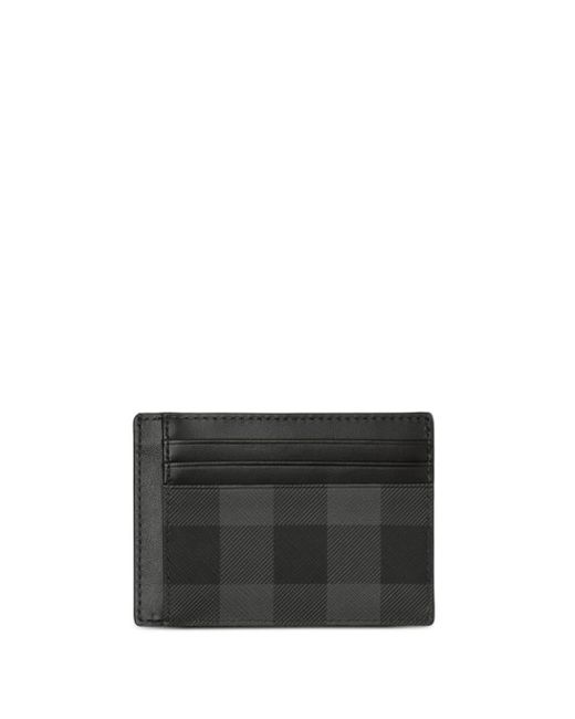 Burberry Black Checked Leather Cardholder for men