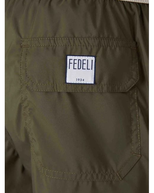 Fedeli Green Tahiti Airstop Drawstring-Waistband Swim Shorts for men