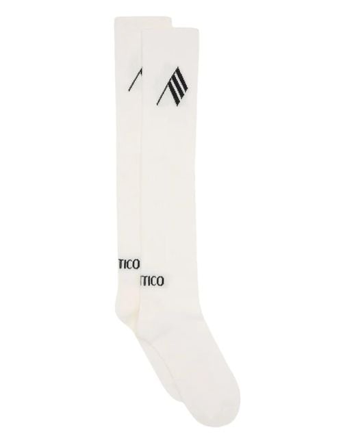 The Attico White Bestickte Kniestrümpfe