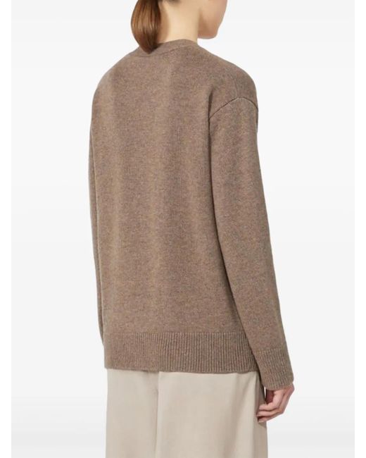 Max Mara Brown Geknöpfter Cardigan mit V-Ausschnitt