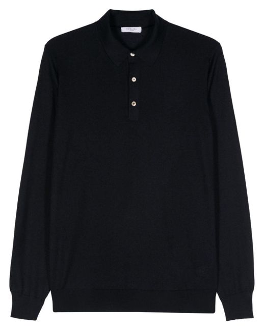 Boglioli Black Fine-knit Polo Shirt for men