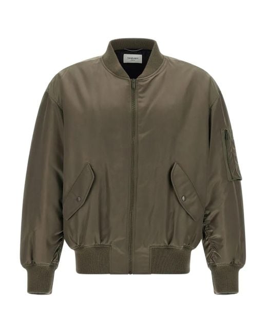 Saint Laurent Green Ribbed-Cuff Bomber Jacket for men