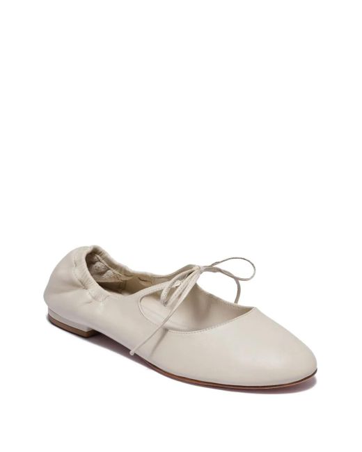 Bernardo White 1946 Tie-Fastening Elasticated Ballet Flats