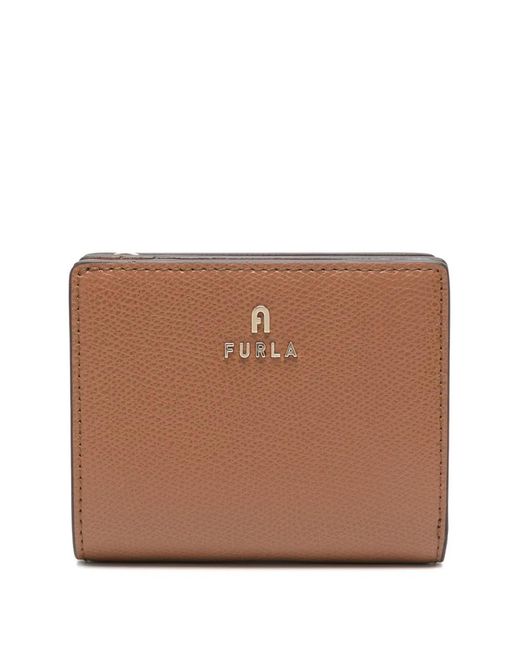Furla Brown Camelia Compact Logo-Plaque Wallet