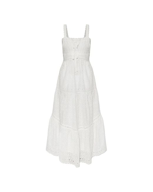 Ulla Johnson White Broderie-Anglaise Tiered Maxi Dress