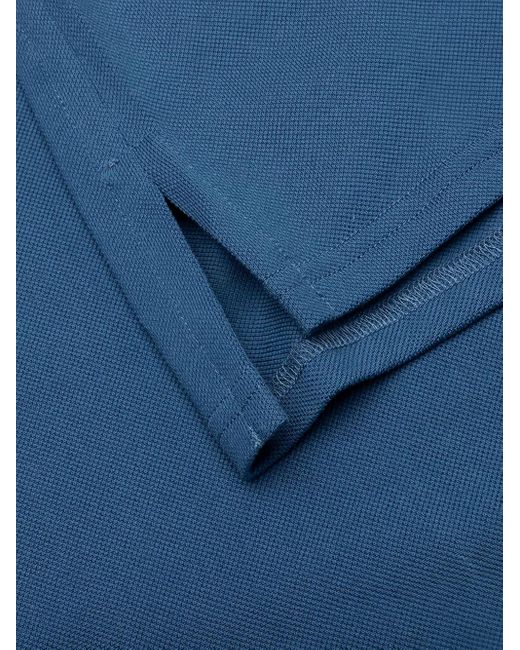 Lanvin Blue Curb-Detail Polo Shirt for men