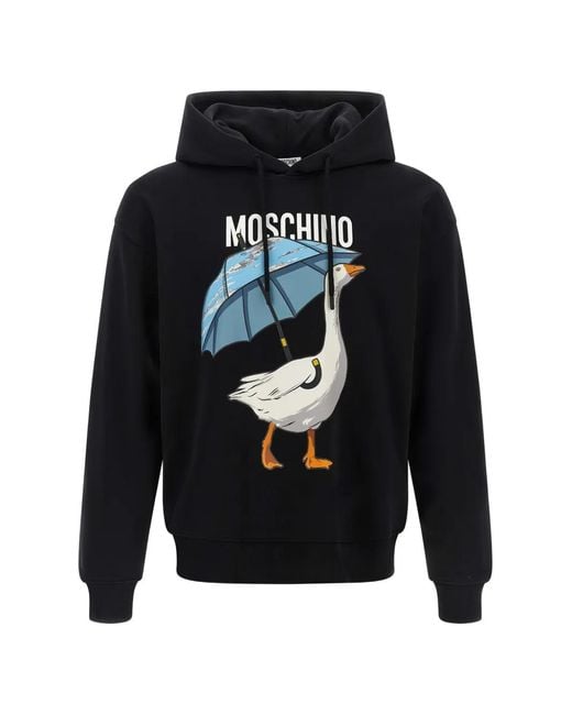 Moschino Blue Goose-Print Hoodie for men