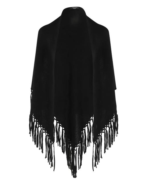 Weekend by Maxmara Black Fringed Wool Cape