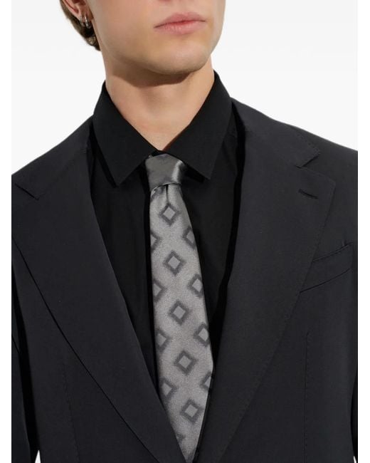 Giorgio Armani Geometrisch Gemusterte Seidenkrawatte in Gray für Herren