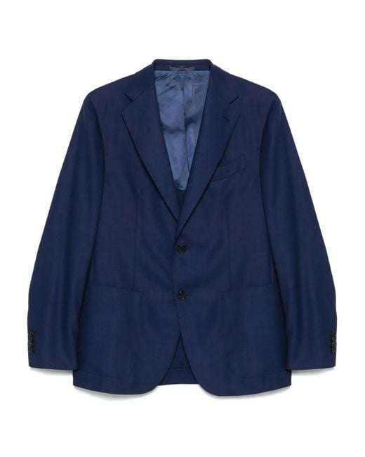 Caruso Blue Wool Blazer for men