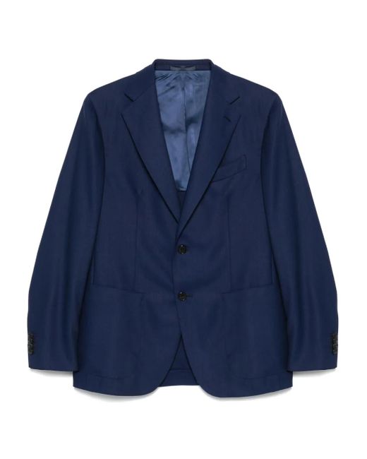 Caruso Blue Wool Blazer for men