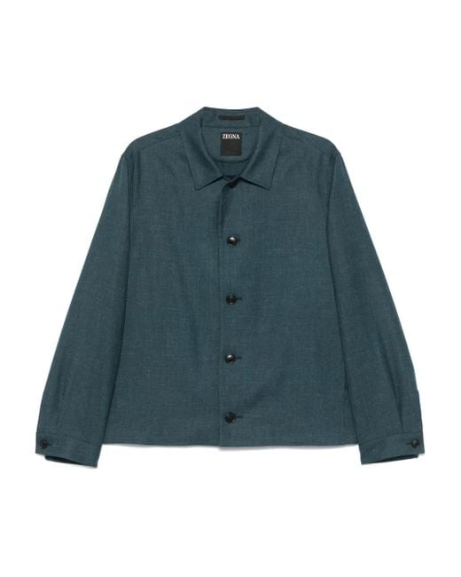 Zegna Green Twill Shirt Jacket for men