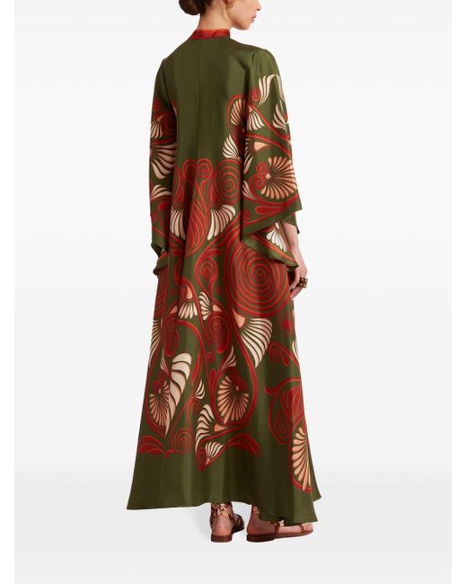 LaDoubleJ Green Magnifico Botanical-print Silk Dress