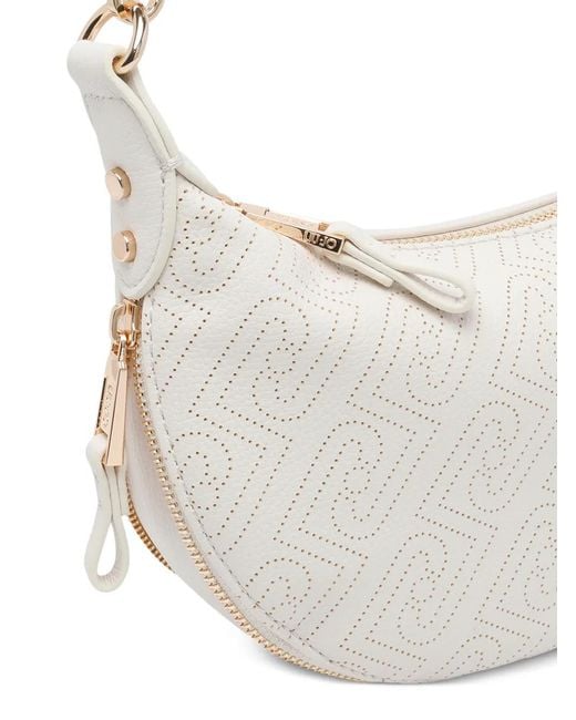 Liu Jo White Removable-Handle Logo-Patterned Shoulder Bag