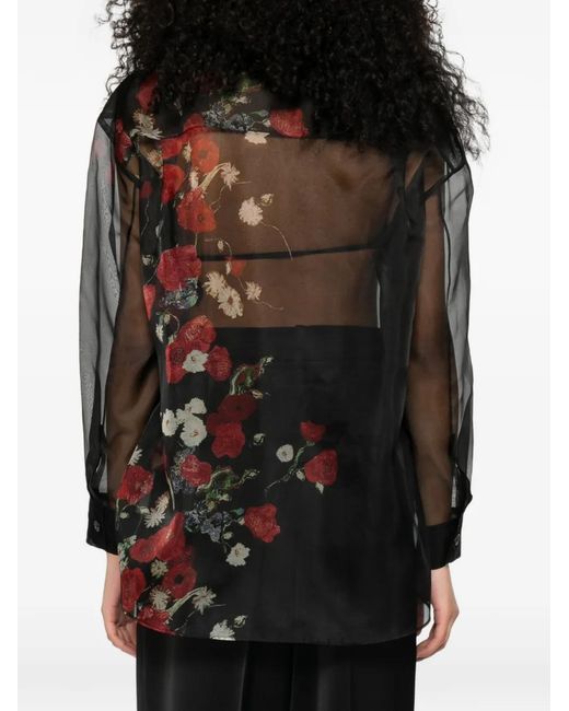 Khaite Black Floral Sheer Shirt