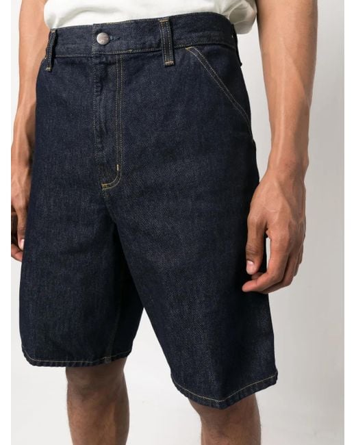 Carhartt Blue Logo-Patch Denim Cargo Shorts for men