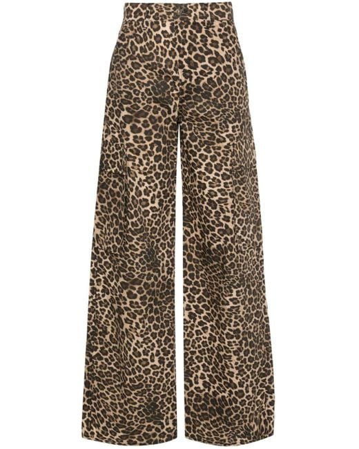 Liu Jo Brown Leopard-print Cargo Pants