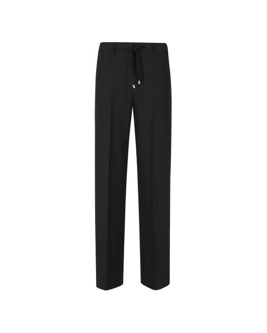 ERMANNO FIRENZE Black Drawstring Straight-Leg Trousers