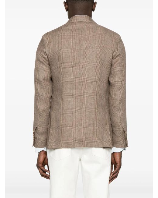 Lardini Brown Prince Of Wales-Pattern Blazer for men