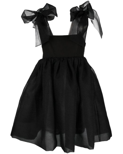 Paskal Black Oversize Bow-detail Organza Dress