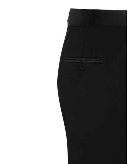 Tom Ford Black Satin-Trim Back-Slit Skirt