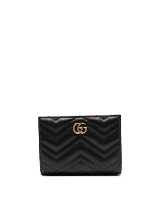 Portefeuille pliant GG Marmont en cuir Gucci en coloris Black