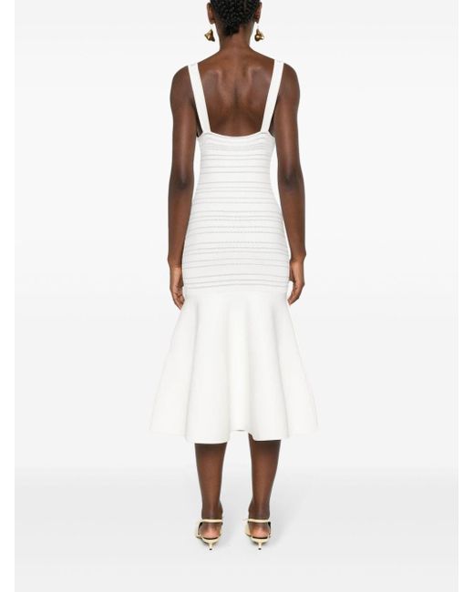 Victoria Beckham White Frame Detail Ribbed Dress
