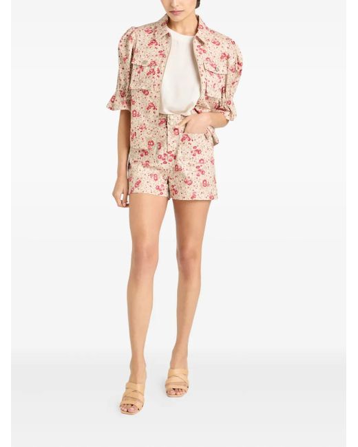 Cinq À Sept Pink Dorothea Floral-Print Shorts