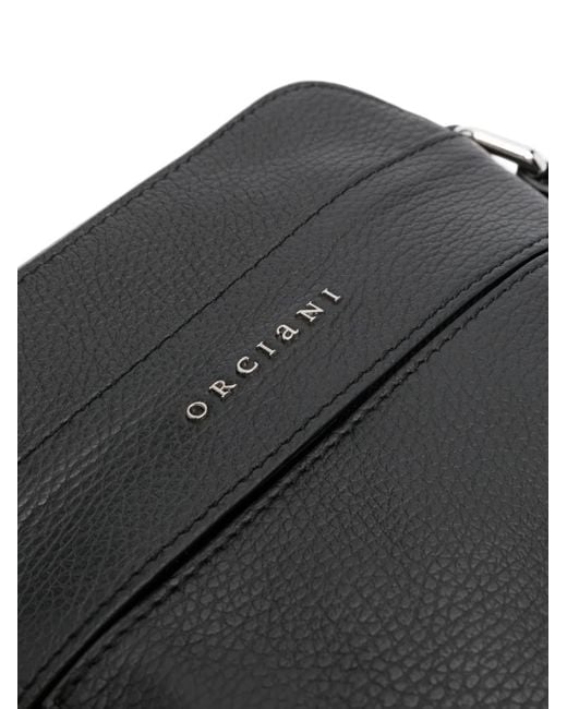 メンズ Orciani Micron レザー メッセンジャーバッグ ミニ Black