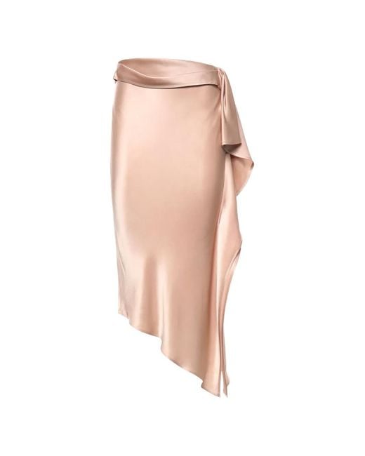 Pinko Pink Draped Midi Skirt