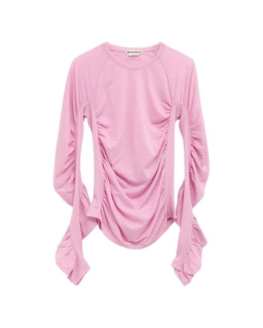 J.W. Anderson Pink Ruched Long-Sleeve Top