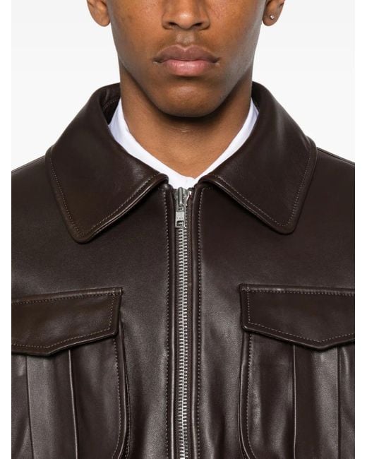 Simone Rocha Gray Multiple-Pocket Lambskin Leather Jacket for men